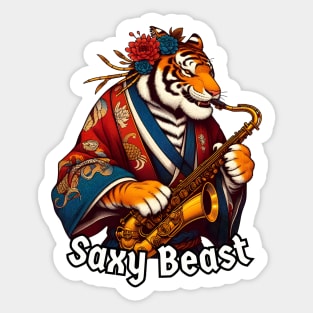 Tiger saxophone player Sticker